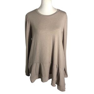 LOGO Lounge jersey knit asymmettrical tunic chiffon hem Sz Medium